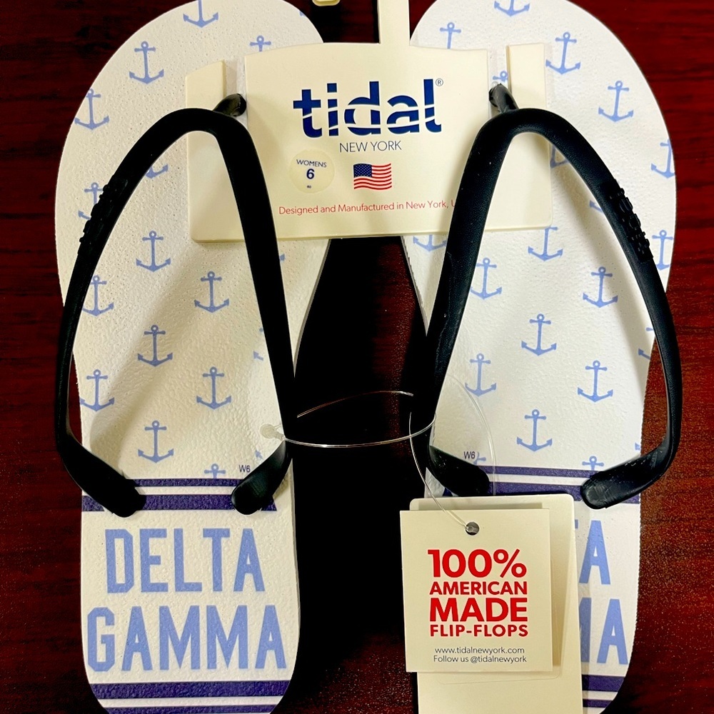 100% AMERICAN MADE -TIDAL New York | Blue WHITE DELTA GAMA Flip Flops